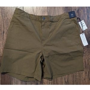 Treasure & Bond Men Olive Tree Green Slim Fit Elastic Waist Shorts X-Large NWT.
